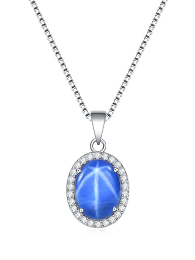 Blue Pendant 925 Sterling Silver Luxury Geometric   Gemstone  Pendant