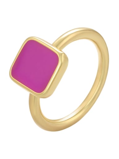 purple Brass Enamel Geometric Minimalist Band Ring