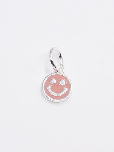 Style one pink (by piece) S925 Sterling Silver Epoxy Smiley Face Pink Green Black Yellow Red Smile Pendant