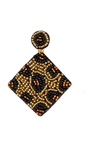 Gold e68688 Non-woven fabric Bead  Geometric Bohemia Hand-Woven  Drop Earring
