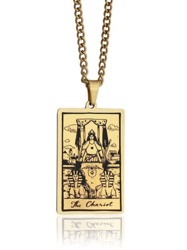 The Chariot's Tarot hip hop stainless steel titanium steel necklace