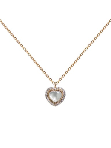 925 Sterling Silver Cats Eye Heart Minimalist Necklace