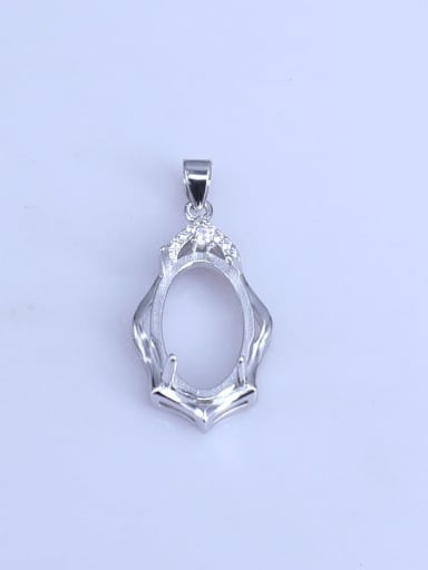 925 Sterling Silver Rhodium Plated Oval Pendant Setting Stone size: 11*18mm