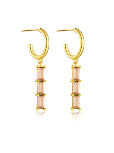 18k gold [champagne] 925 Sterling Silver Cubic Zirconia Geometric Trend Drop Earring