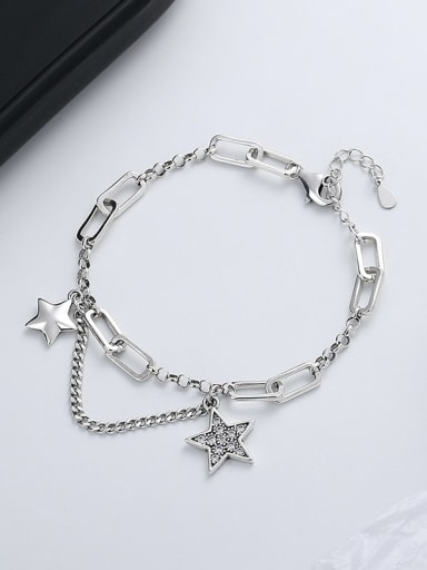 018l bracelet about 8.6g 925 Sterling Silver Cubic Zirconia Pentagram Vintage Necklace