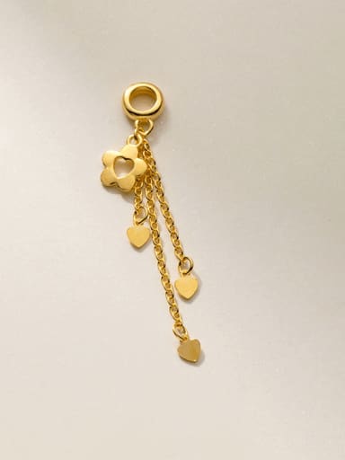 Gold 925 Sterling Silver Cross chain tassel flower piece pendant