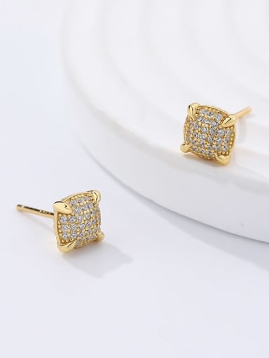 925 Sterling Silver Cubic Zirconia Square Dainty Stud Earring