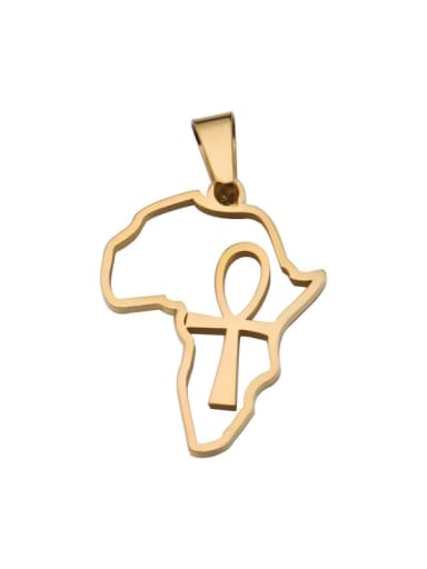 golden Stainless steel hollow cross map small pendant