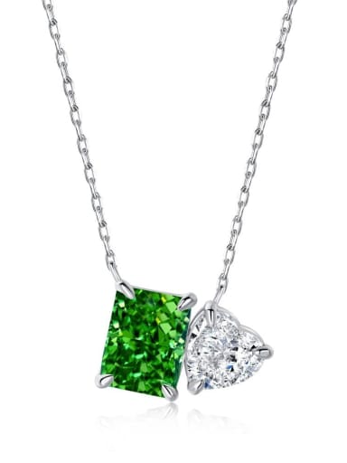 Green Diamond DY190372 925 Sterling Silver Cubic Zirconia Geometric Luxury Necklace