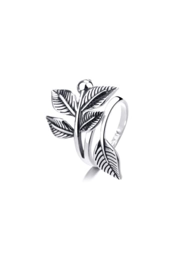 925 Sterling Silver Flower Leaf Vintage Band Ring