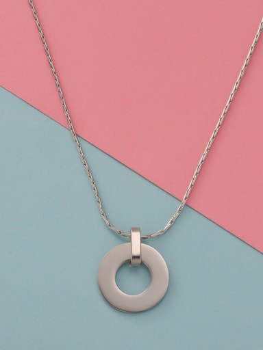 Steel color Stainless steel Round Trend Necklace