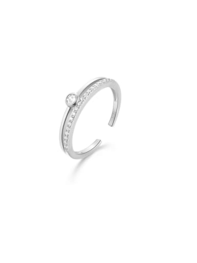 Platinum 2 925 Sterling Silver Cubic Zirconia Geometric Minimalist Band Ring