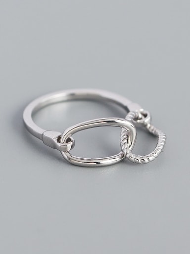 Platinum 925 Sterling Silver Hollow Geometric Minimalist Band Ring