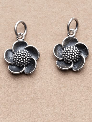 925 Sterling Silver Flower Charm Height : 15.5 mm , Width: 13 mm