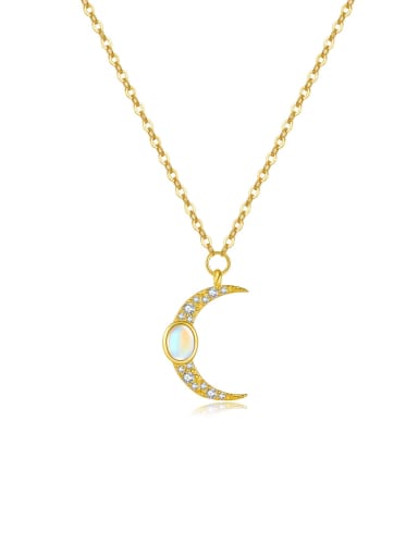 18k gold 925 Sterling Silver Cubic Zirconia Moon Dainty Link Necklace