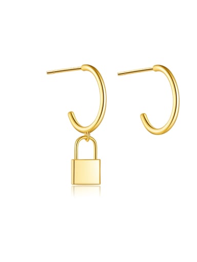 18k gold lock 925 Sterling Silver Locket Trend Hook Earring