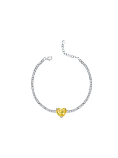 925 Sterling Silver High Carbon Diamond Heart Dainty Bracelet