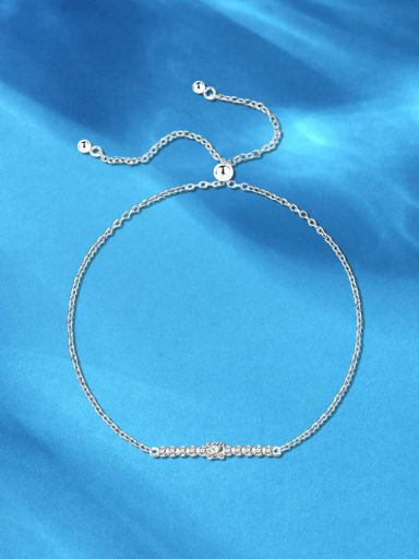 925 Sterling Silver Cubic Zirconia Geometric Minimalist  Anklet