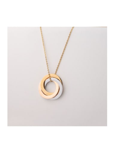 Stainless steel Round Three rings and three colors Minimalist Necklace