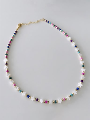 B Shell  Bead  Multi Color Irregular Bohemia Handmade Beading Necklace
