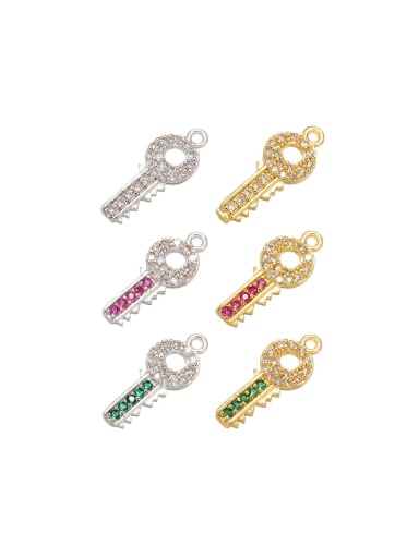 Copper Fancy Diamond Micro Setting Key Necklace Pendant