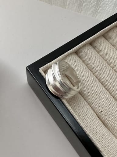 925 Sterling Silver Geometric Vintage Frosted Multi-Layer   Band Ring