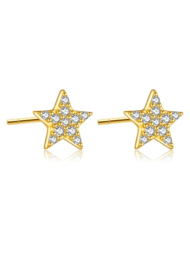 18k gold (star) 925 Sterling Silver Cubic Zirconia Pentagram Dainty Stud Earring