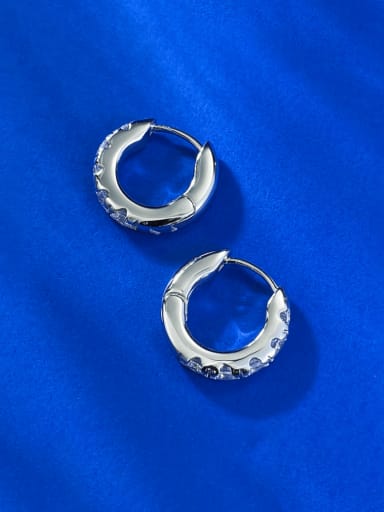 925 Sterling Silver Cubic Zirconia Geometric Luxury Huggie Earring
