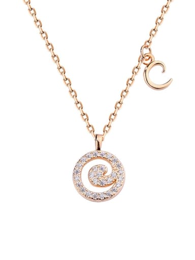 A1573 Champagne Plated Gold C 925 Sterling Silver Rhinestone Geometric Minimalist Necklace