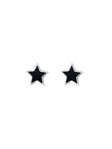 925 Sterling Silver Enamel Star Vintage Stud Earring
