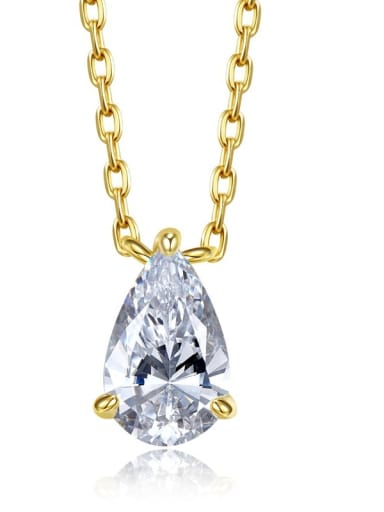 N038 Gold 925 Sterling Silver High Carbon Diamond Water Drop Minimalist Necklace