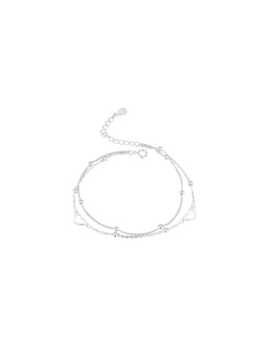 925 Sterling Silver Heart Dainty Strand Bracelet