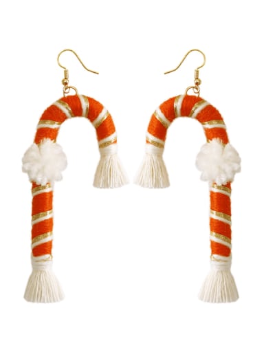 orange Cotton Rope +Tassel Christmas Bossian Style Hand-Woven Earrings
