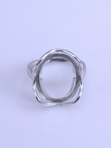 925 Sterling Silver 18K White Gold Plated Geometric Ring Setting Stone size: 15*18mm