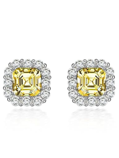 Yellow [e 0174] 925 Sterling Silver High Carbon Diamond Geometric Luxury Earring