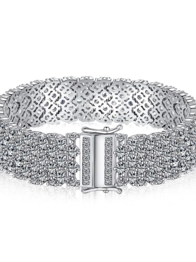 DY150196 S W WH16 925 Sterling Silver Cubic Zirconia Geometric Dainty Bracelet
