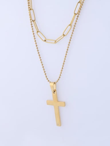 Stainless steel Cross Trend Multi Strand Necklace
