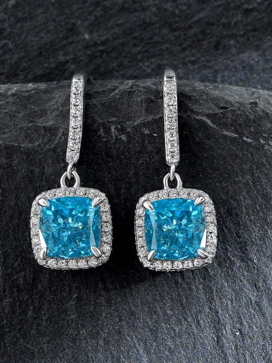Sea blue [e 2052] 925 Sterling Silver High Carbon Diamond Geometric Luxury Drop Earring