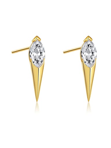 18k gold [white stone] 925 Sterling Silver Cubic Zirconia Geometric Trend Stud Earring