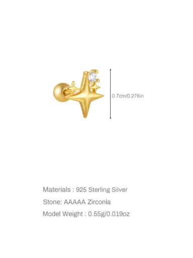 Single Gold 3 925 Sterling Silver Cubic Zirconia Bowknot Dainty Single Earring