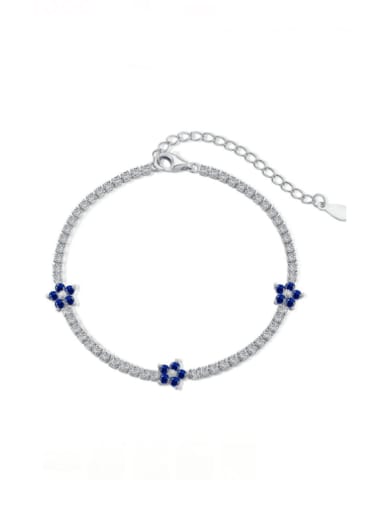 Dark blue DY150146 white gold 925 Sterling Silver Cubic Zirconia Flower Luxury Bracelet