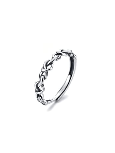 925 Sterling Silver Twist Chain Heart Vintage Band Ring