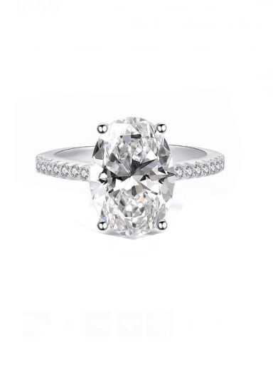 Platinum [R 0929B] 925 Sterling Silver High Carbon Diamond Geometric Luxury Band Ring