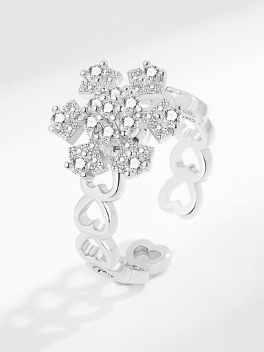 925 Sterling Silver Cubic Zirconia Snowflake Minimalist Rotate Band Ring
