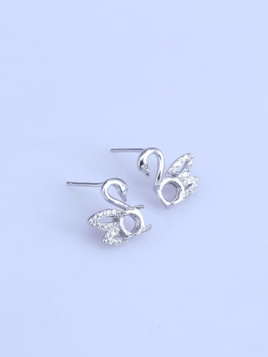 custom 925 Sterling Silver 18K White Gold Plated Round Earring Setting Stone size: 5*5mm