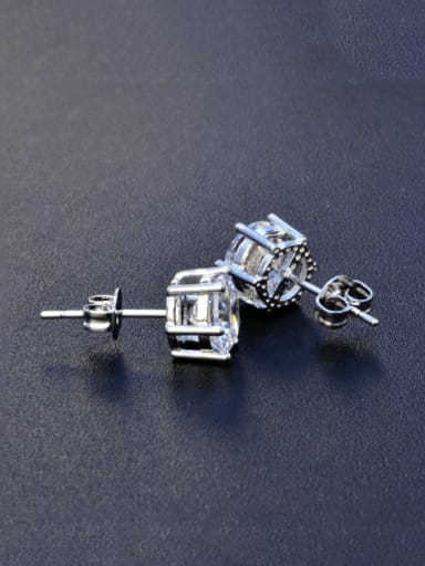 925 Sterling Silver High Carbon Diamond Hexagon Luxury Cluster Earring