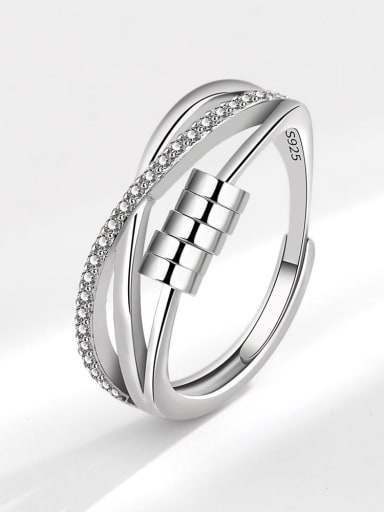 925 Sterling Silver Cubic Zirconia Geometric Trend Band Ring