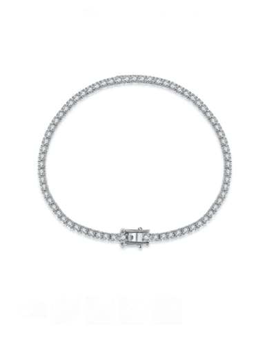 DY150086 S W WH 2mm 925 Sterling Silver Cubic Zirconia Geometric Luxury Link Bracelet