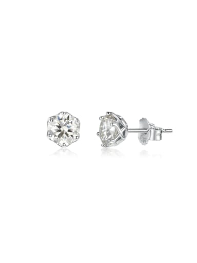 925 Sterling Silver Moissanite Geometric Dainty Stud Earring