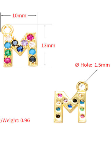 Color diamond Brass Cubic Zirconia Micro Inlay Letter  Pendant
